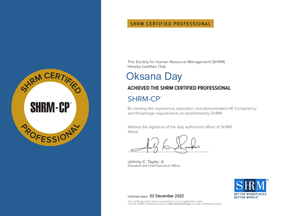 Certified HR Services: Our Certificates | SW HR Consulting