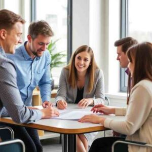 An HR professional collaborating with employees on a leadership development plan - SW HR Consulting